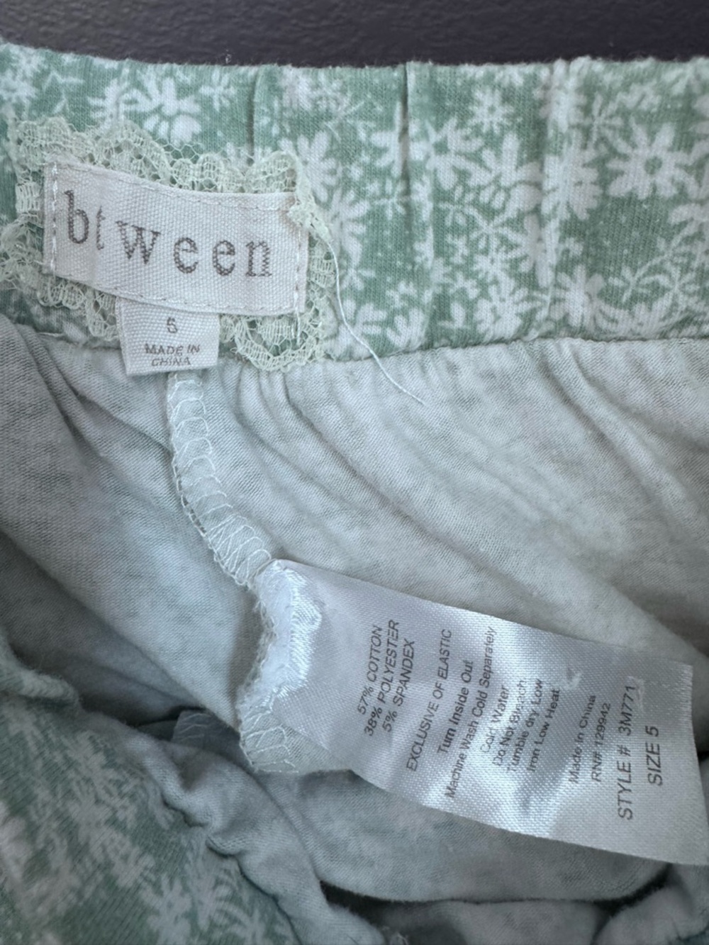btween Mint Floral Ruffle Top & Skort Set. Size 5. - Picture 6 of 6